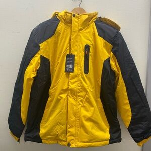 Leehanton Men’s Medium Insulated Hooded Ski Jacket yellow black NWT $180